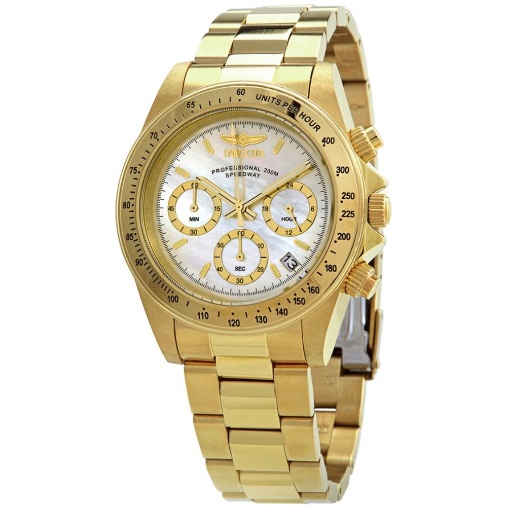 Invicta Men's 40mm Speedway Quartz Chronograph Mother-of-Pearl Gold-tone Watch
